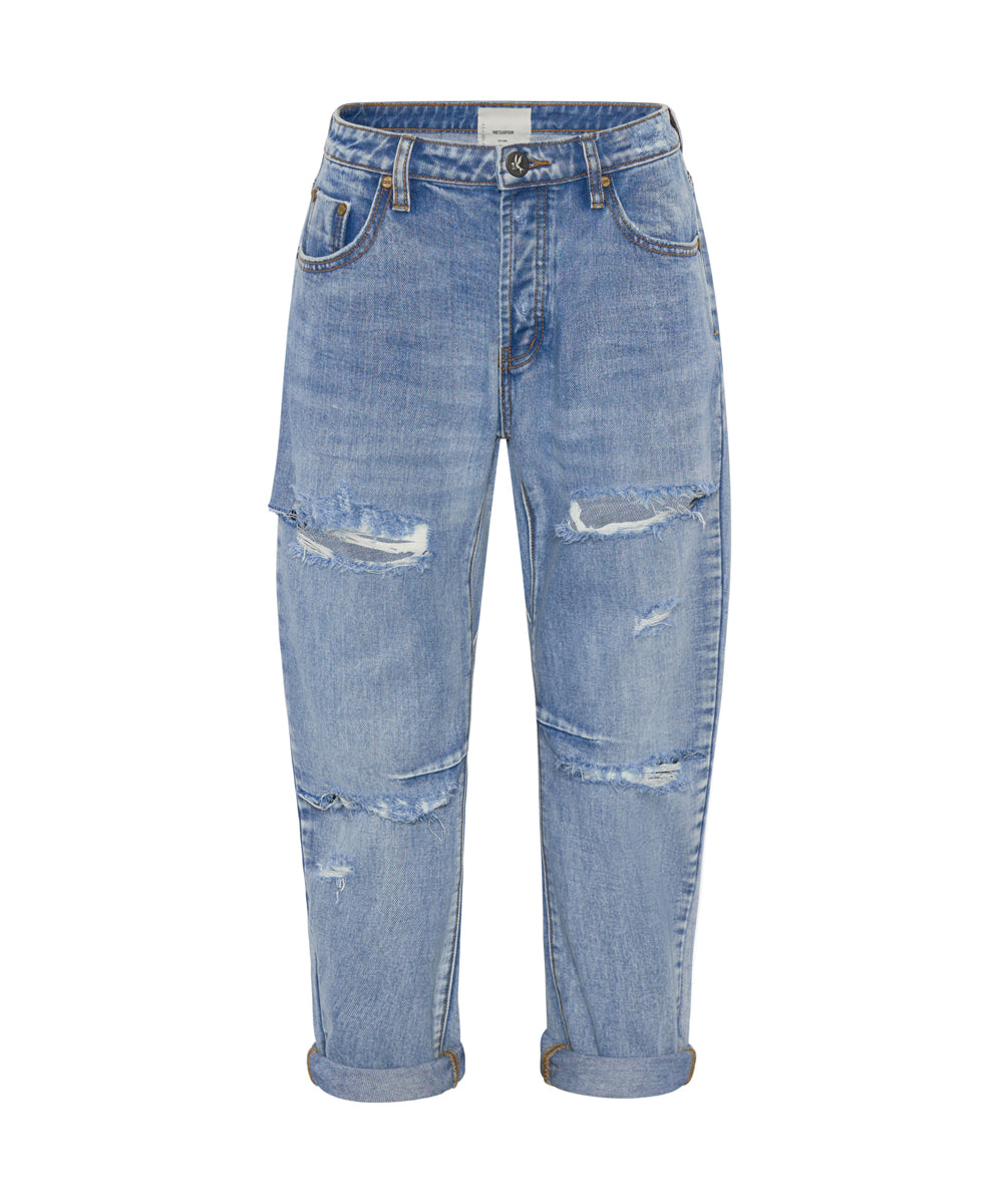 Last Stock Saints Low Waist Boyfriend Denim Jeans - Berlin Blue