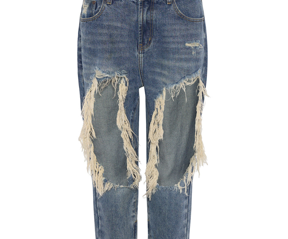 USED BLUE KINGPINS CROPPED BOYFRIEND JEANS