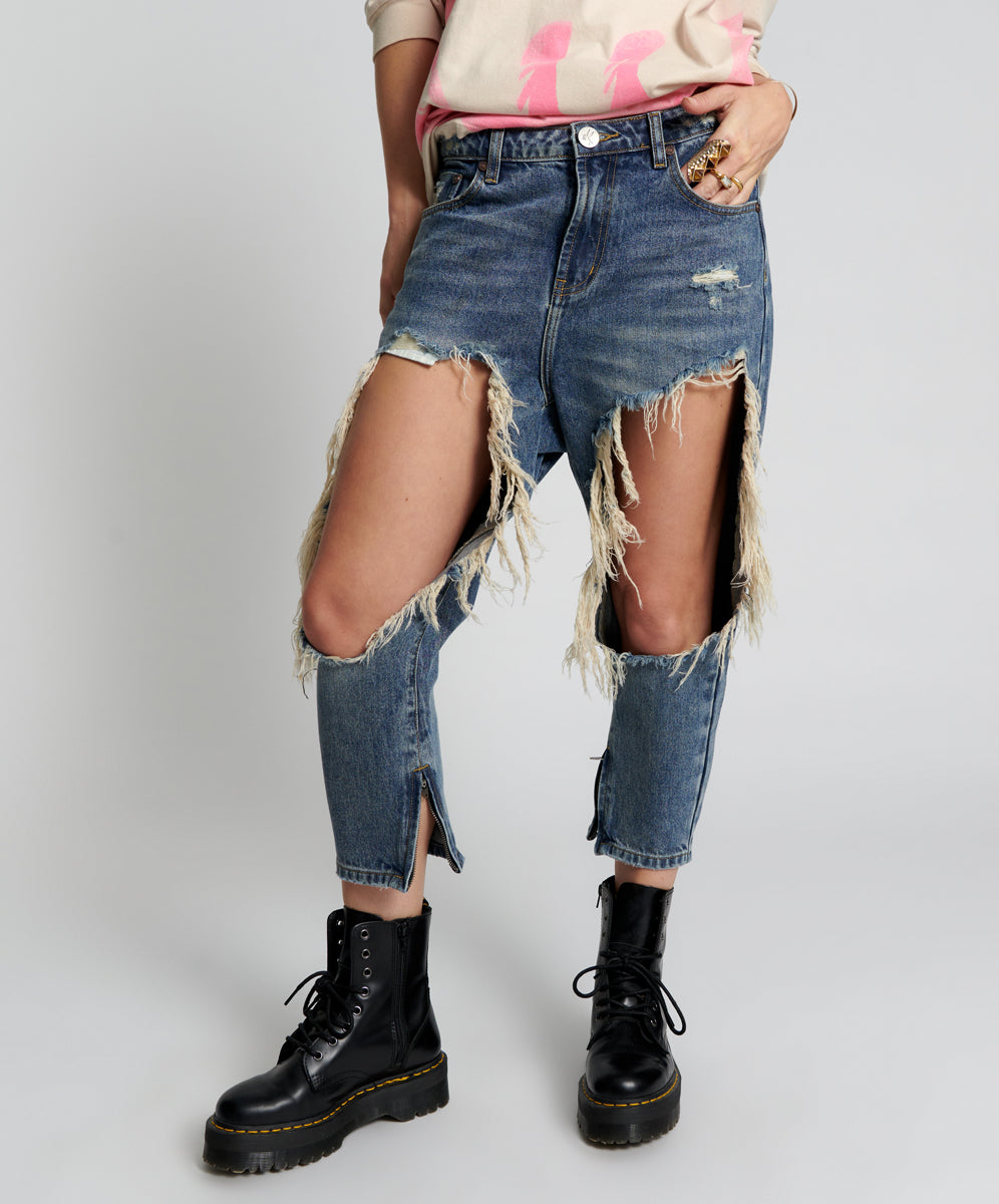 Illusions USED BLUE KINGPINS CROPPED BOYFRIEND JEANS