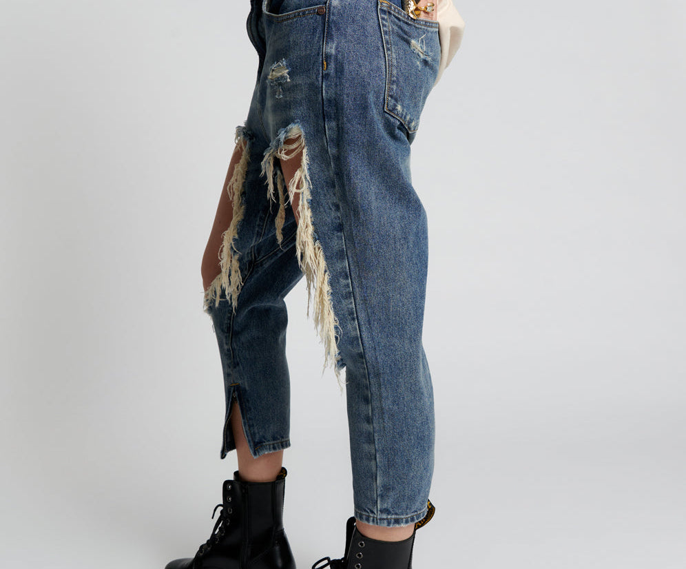 USED BLUE KINGPINS CROPPED BOYFRIEND JEANS