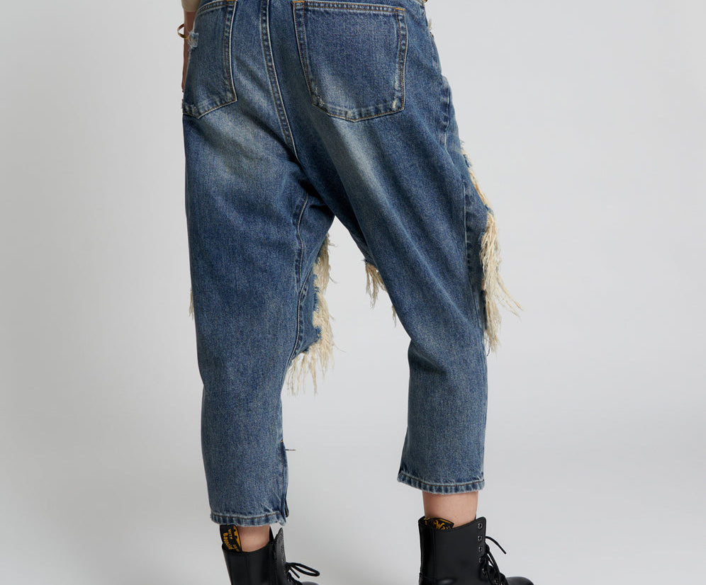 USED BLUE KINGPINS CROPPED BOYFRIEND JEANS