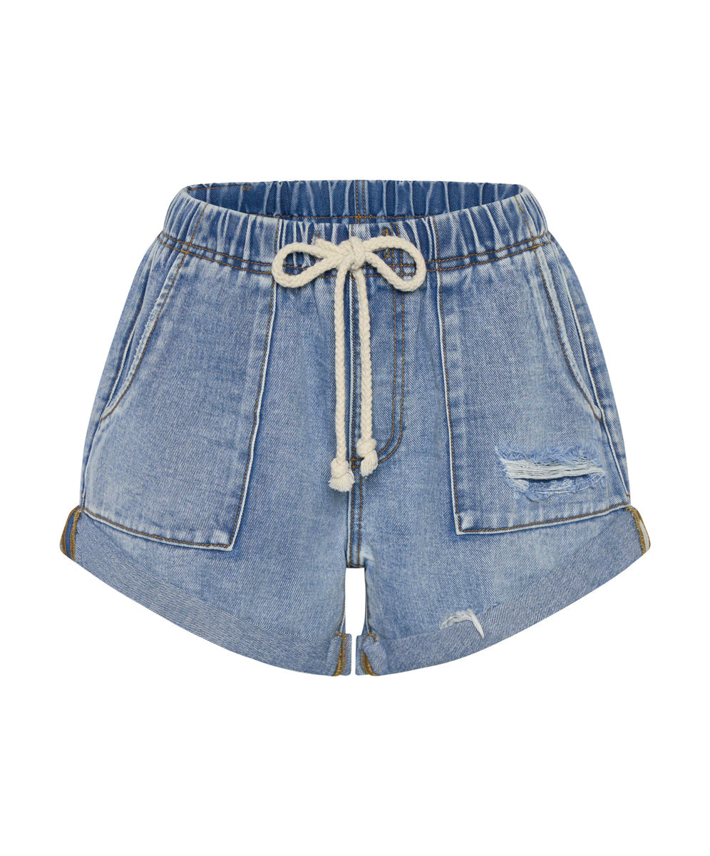 Products BERLIN BLUE SHABBY BANDIT DRAWSTRING BOYFRIEND SHORTS