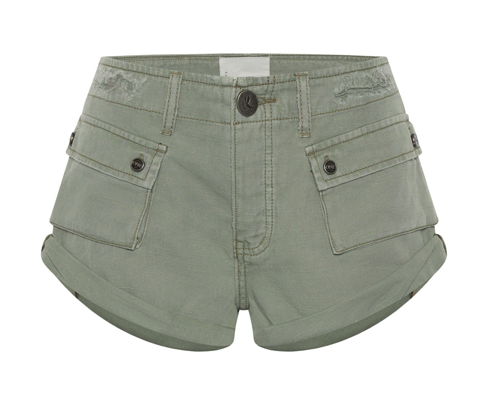Cadet Bandits Low Waist Denim Shorts - Faded Khaki