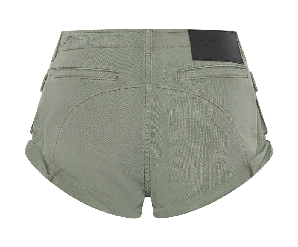 Cadet Bandits Low Waist Denim Shorts - Faded Khaki