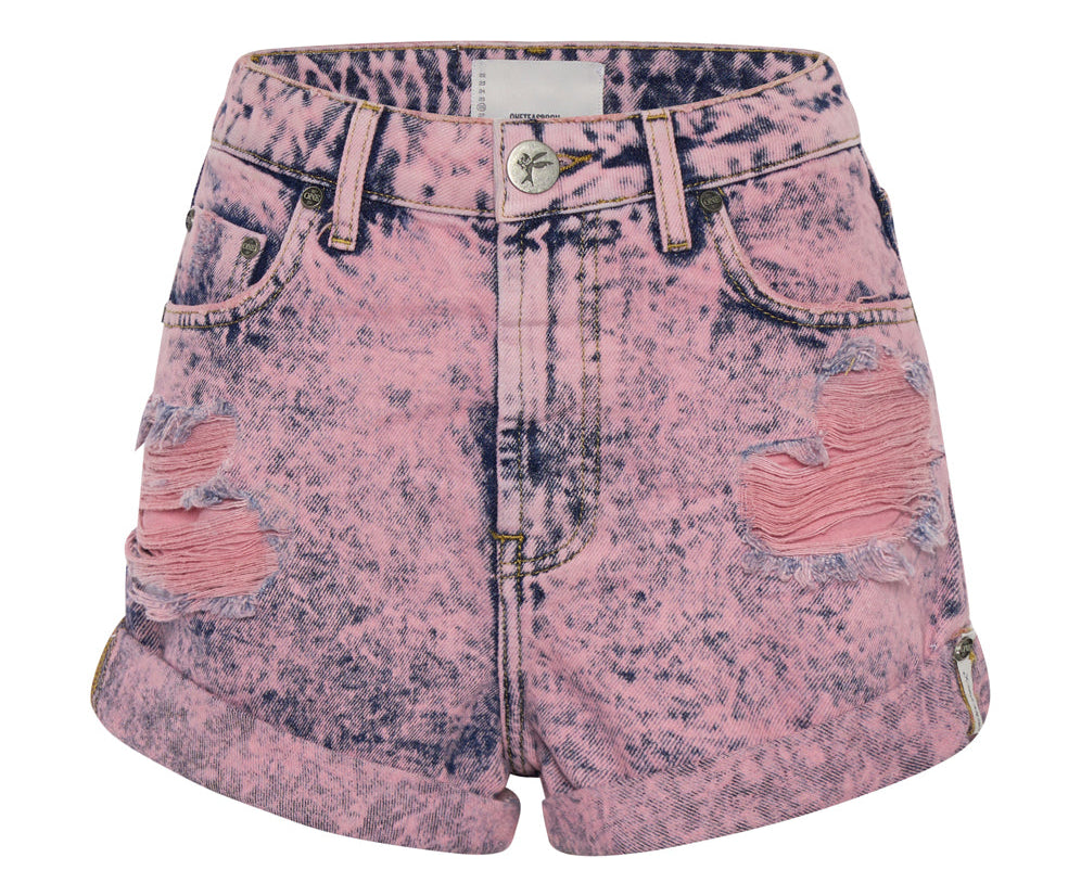 Bandits High Waist Denim Shorts - Pink Pistol
