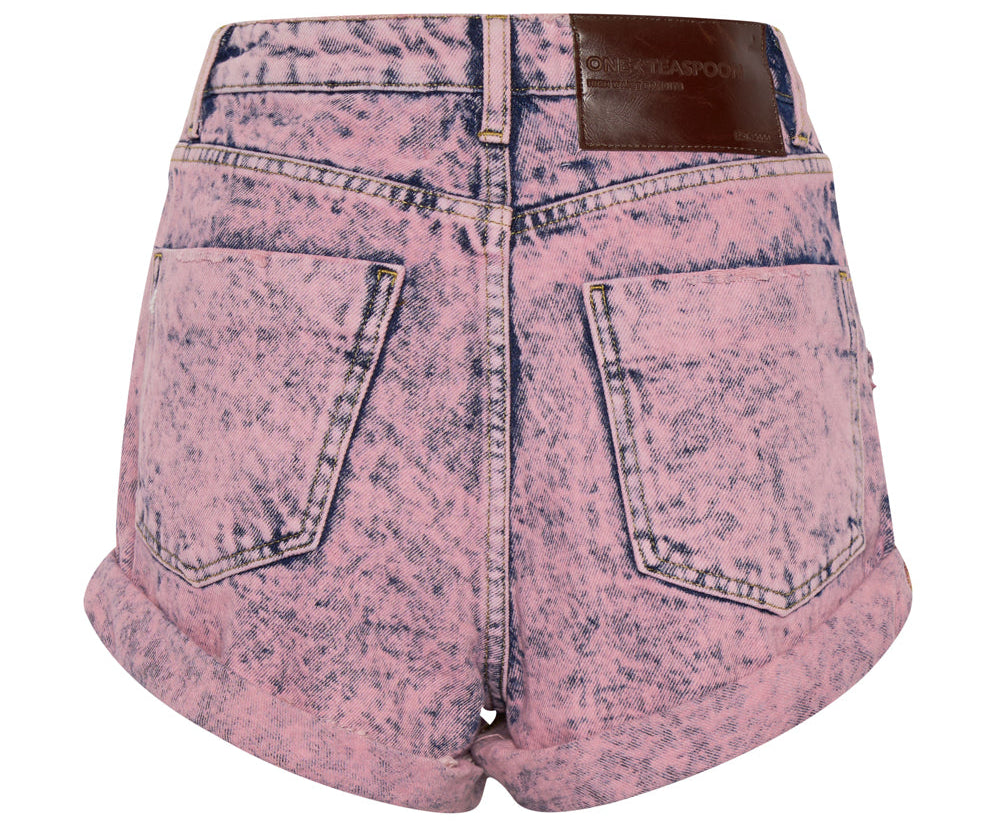 Bandits High Waist Denim Shorts - Pink Pistol