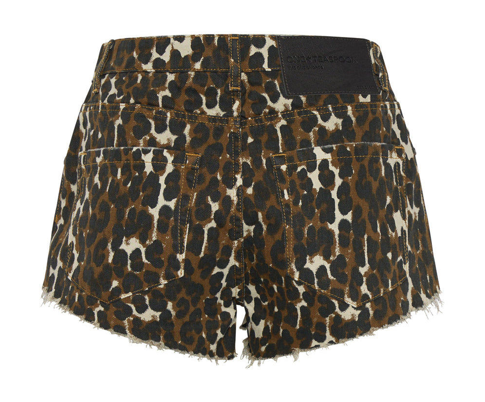 The One High Waist Cheeky Denim Shorts - Cheetah