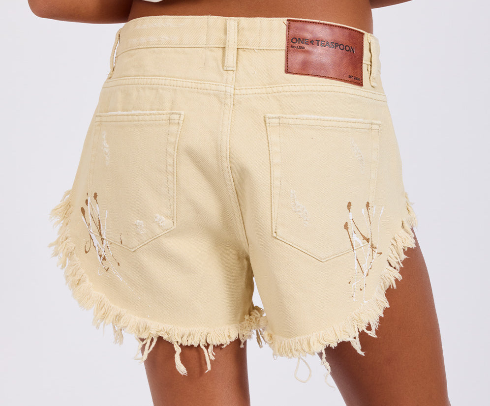 Rollers Low Waist Denim Shorts - Vegas Gold Cream
