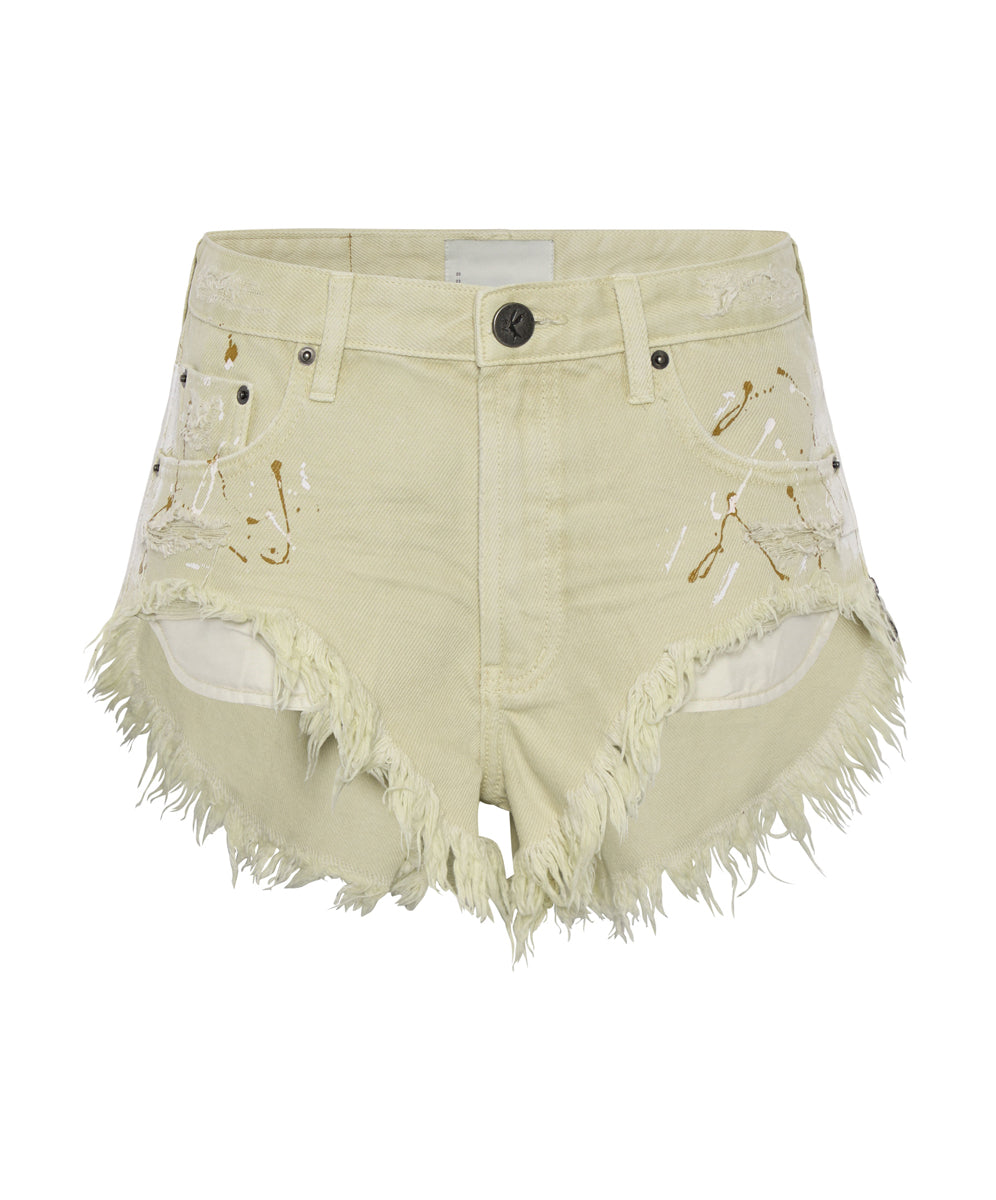 Women's Short Length Denim Shorts Rollers Low Waist Denim Shorts - Vegas Gold Cream