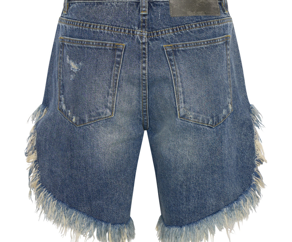 USED BLUE FRANKIES LONG LENGTH DENIM SHORTS