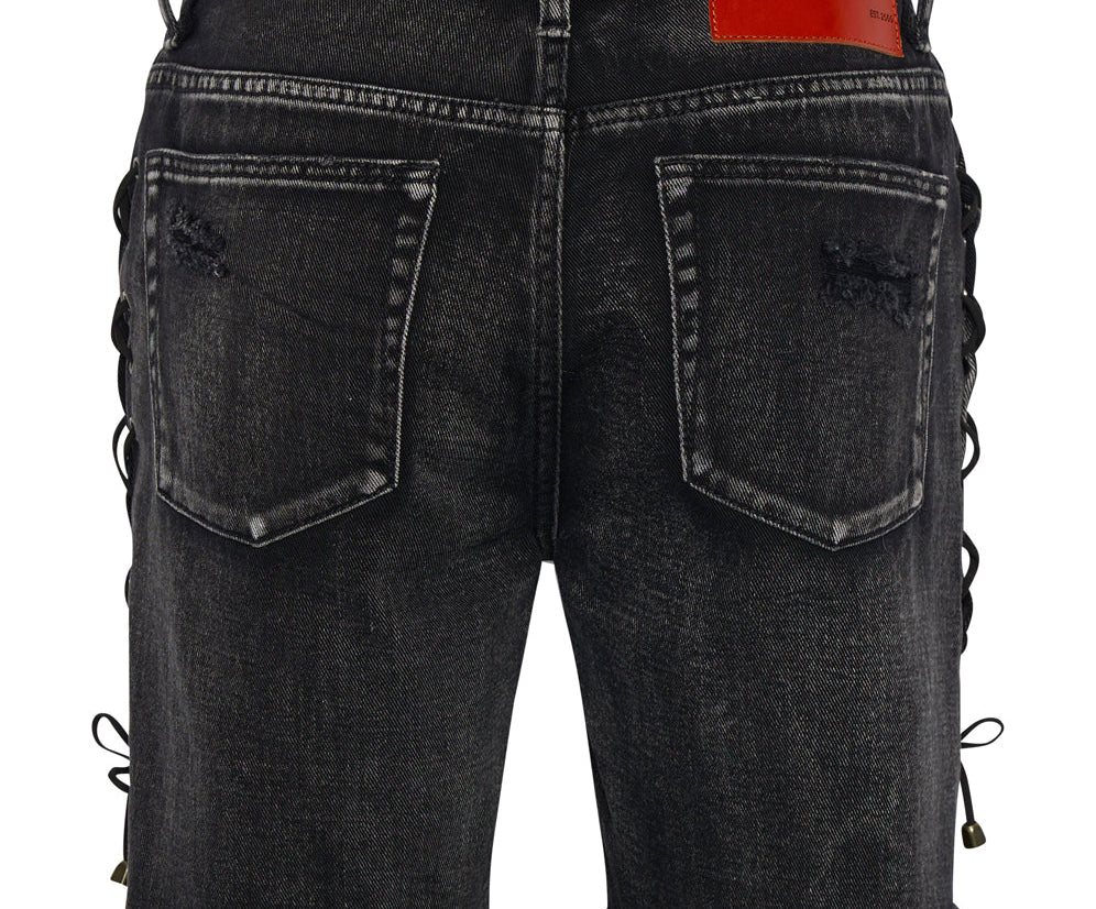 Stevies Low Waist Waist Long Length Boyfriend Denim Shorts - Faded Black