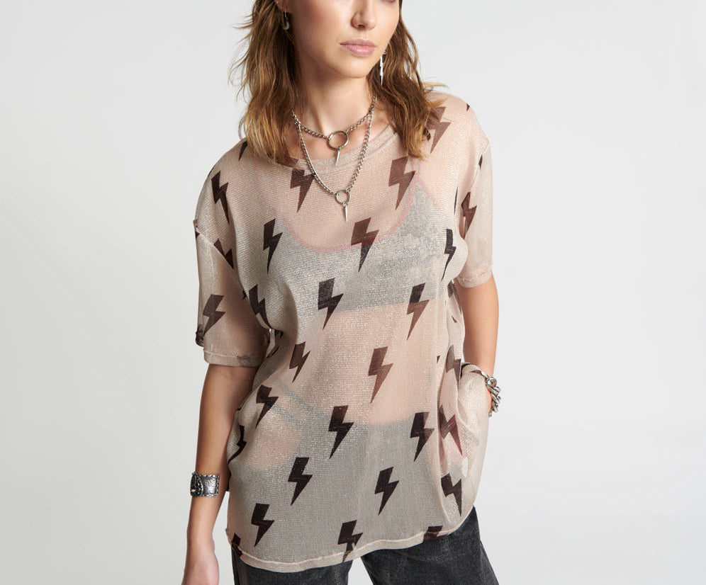 LIGHTNING STRIKES MESH TEE SHIRT