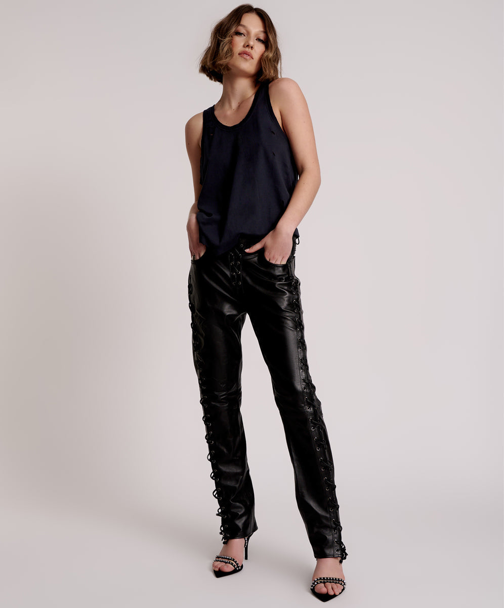 Products BLACKLIGHT LEATHER LACE UP PANTS