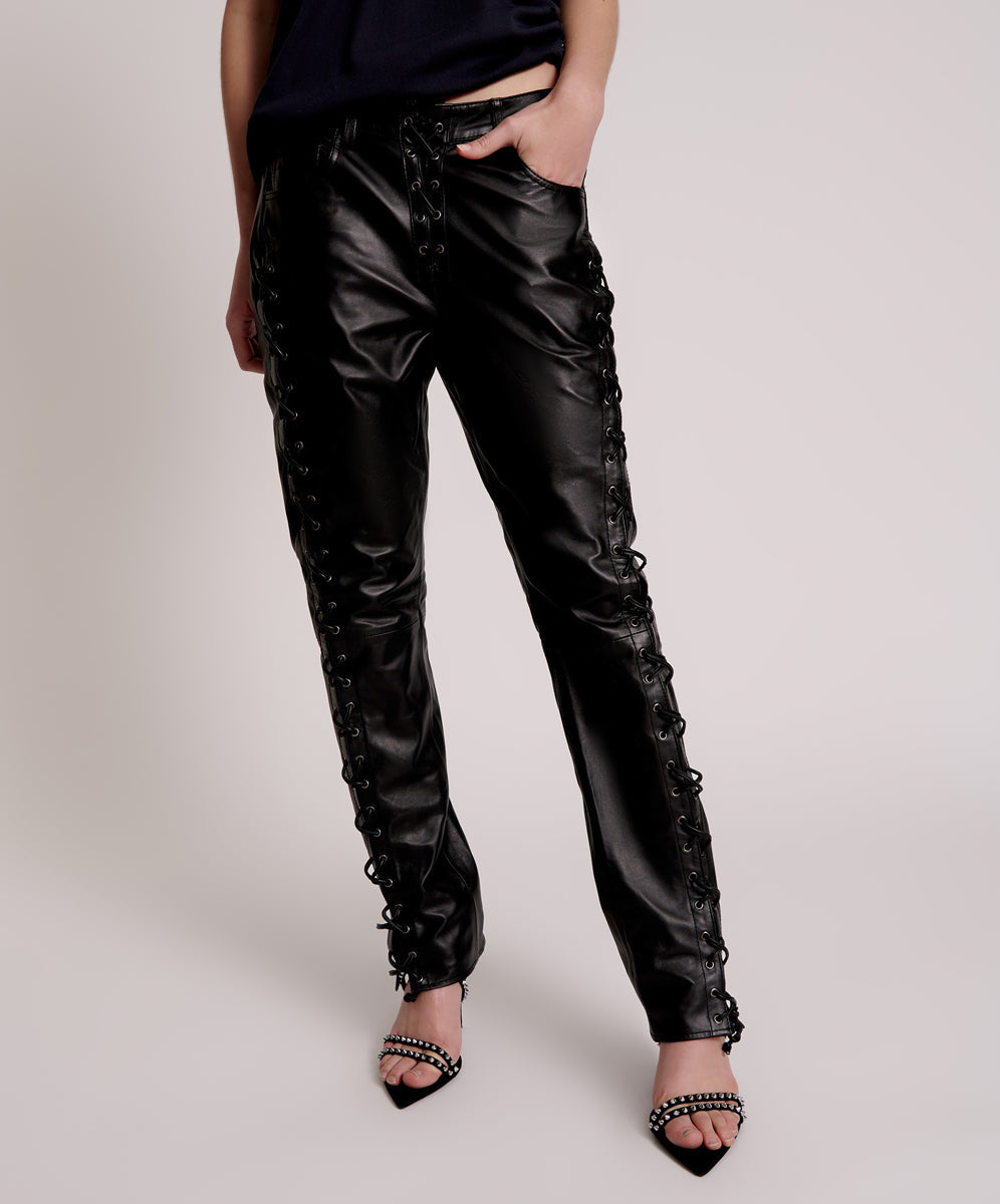Products BLACKLIGHT LEATHER LACE UP PANTS