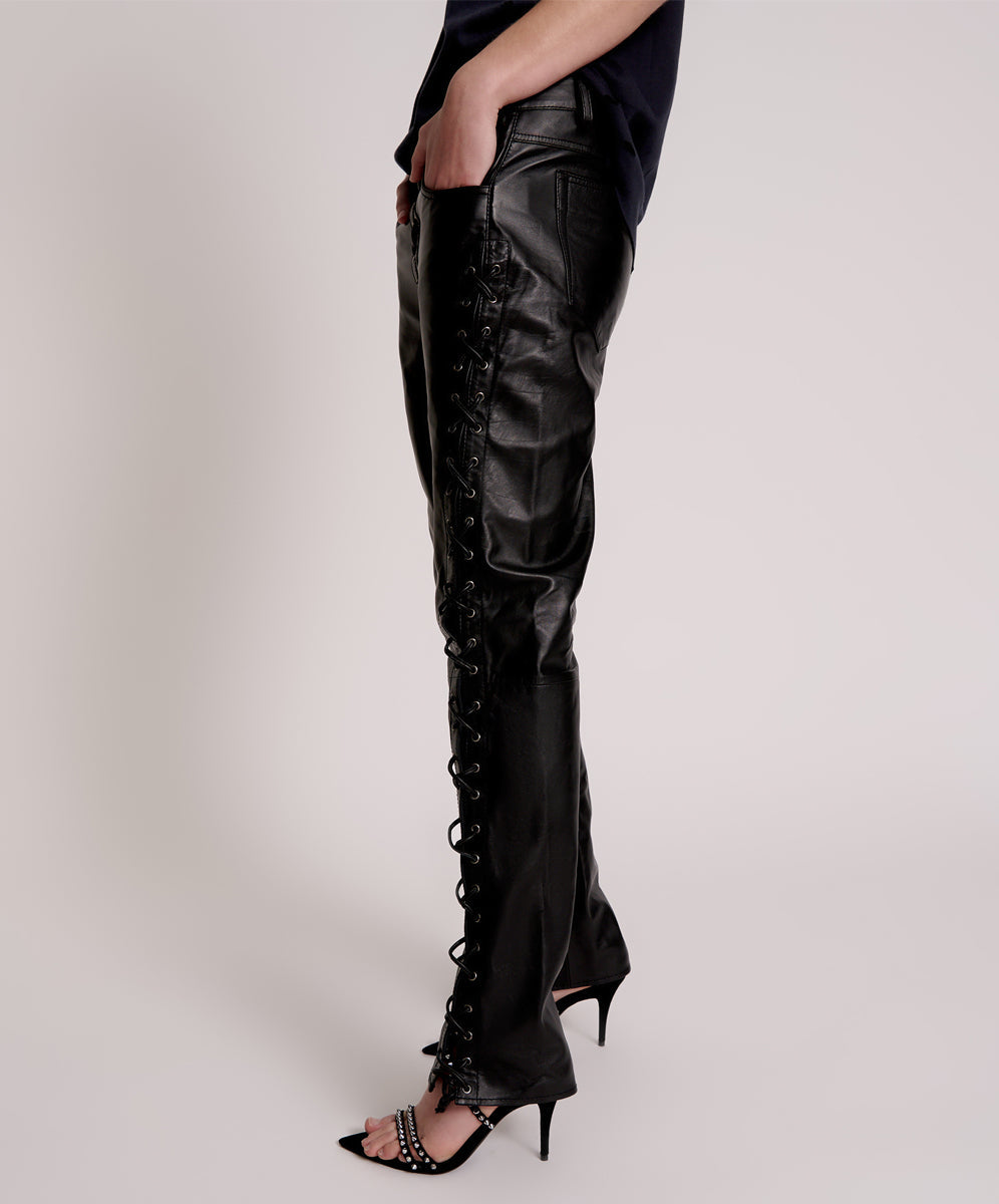 Blacklight Leather Lace Up Pants | One Teaspoon