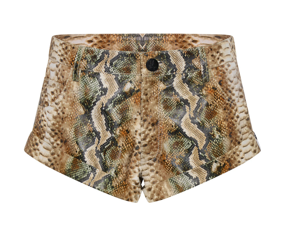 PALE SNAKE LEATHER BANDITS SHORTS