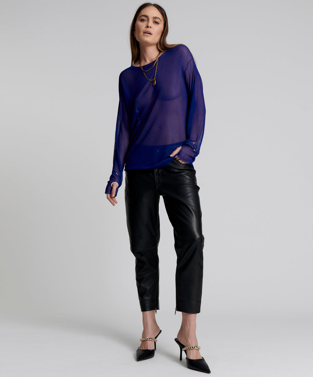 Products BROOKLYN CROPPED LEATHER BOYFRIEND PANT