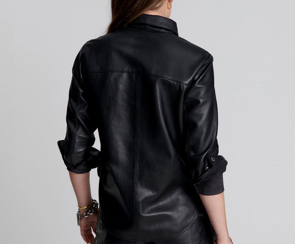 SOFIA CUT OUT LEATHER SHIRT