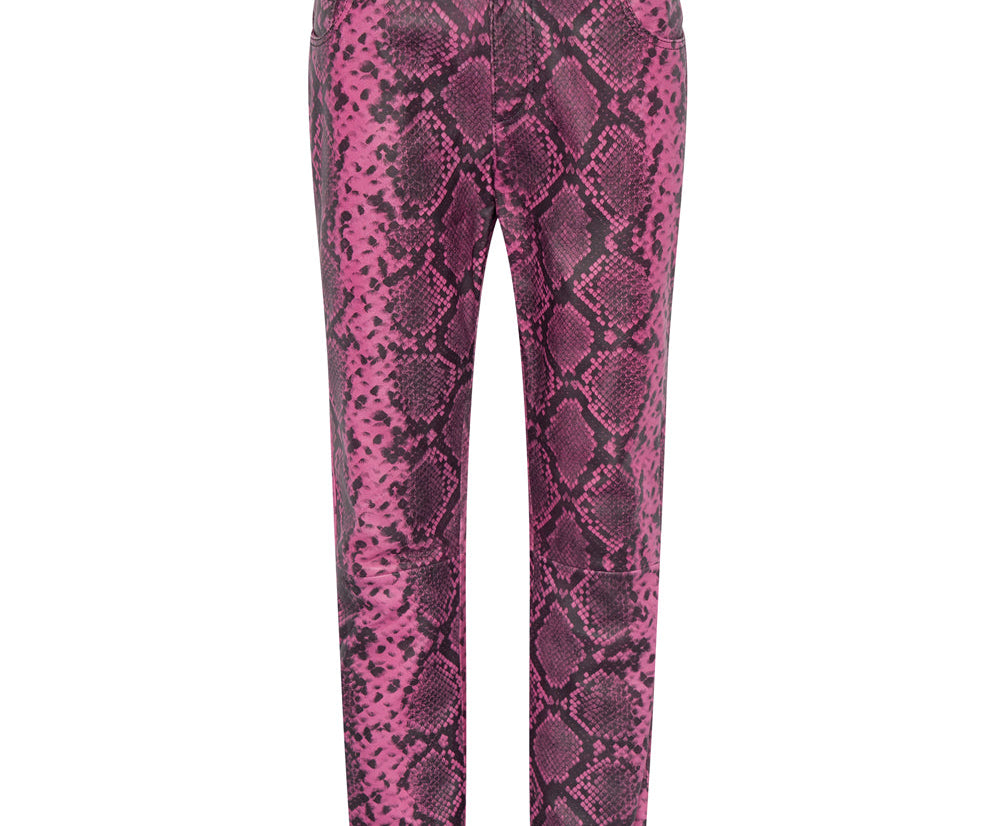 PINK PYTHON LEATHER PANTS