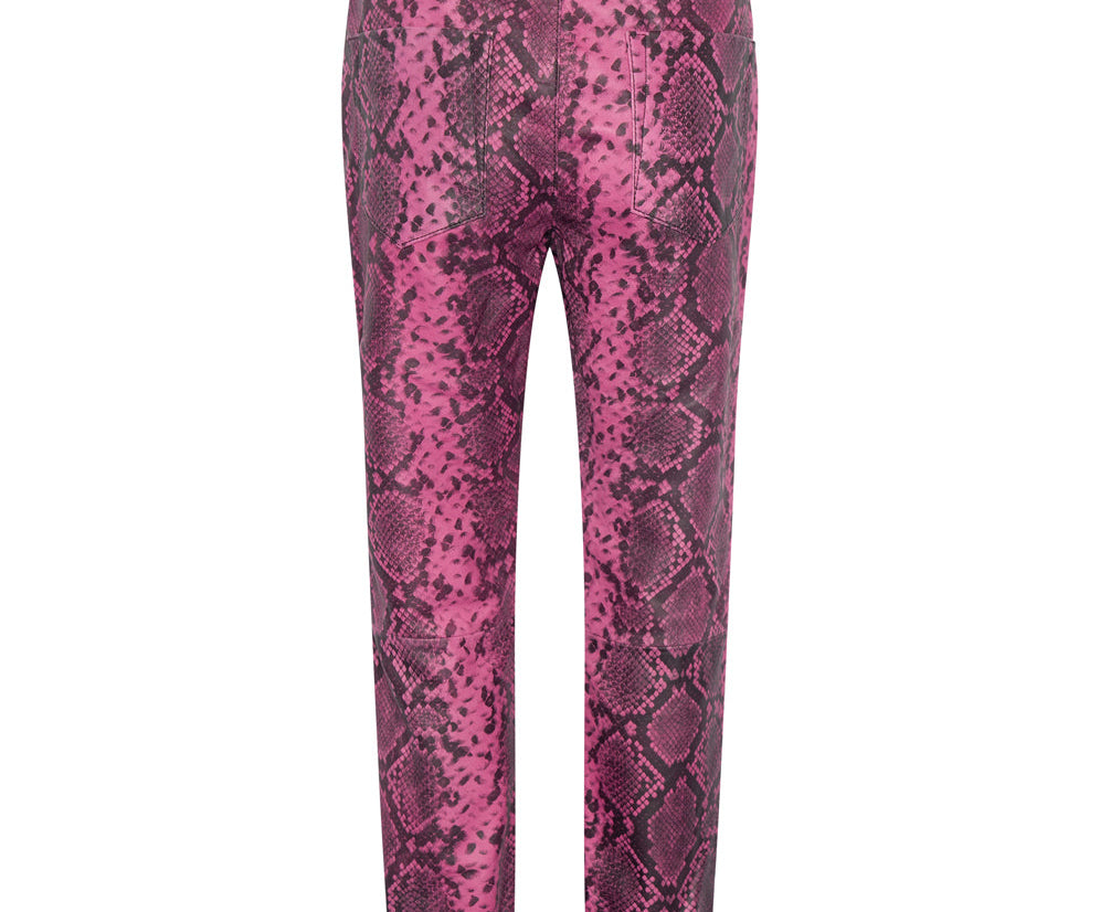 PINK PYTHON LEATHER PANTS