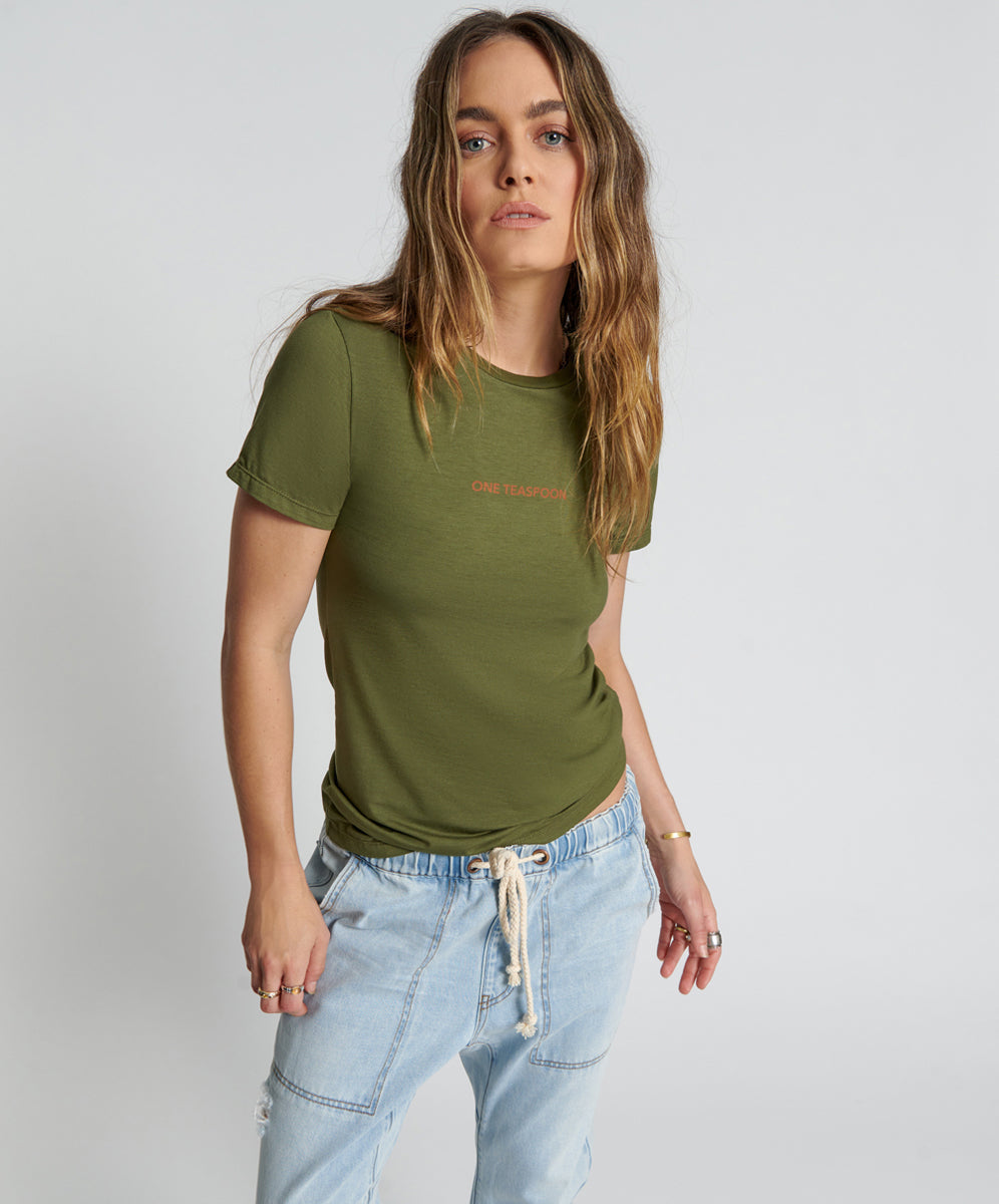 Products BURNT OLIVE LOGO FITTED TEE