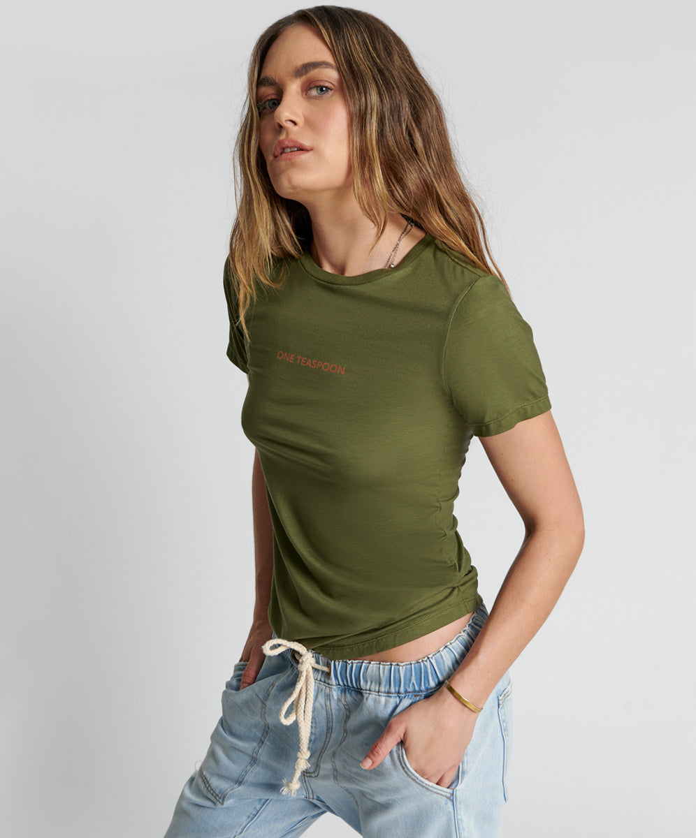 Products BURNT OLIVE LOGO FITTED TEE