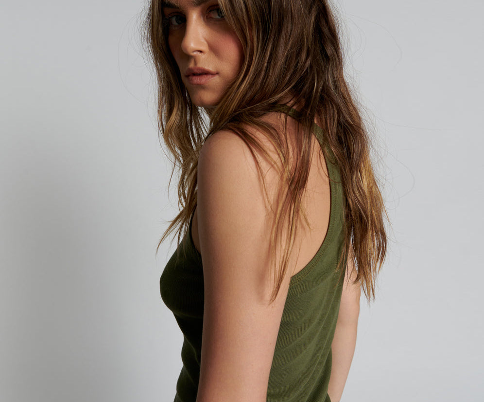 BURNT OLIVE ONE TEASPOON LOGO SINGLET