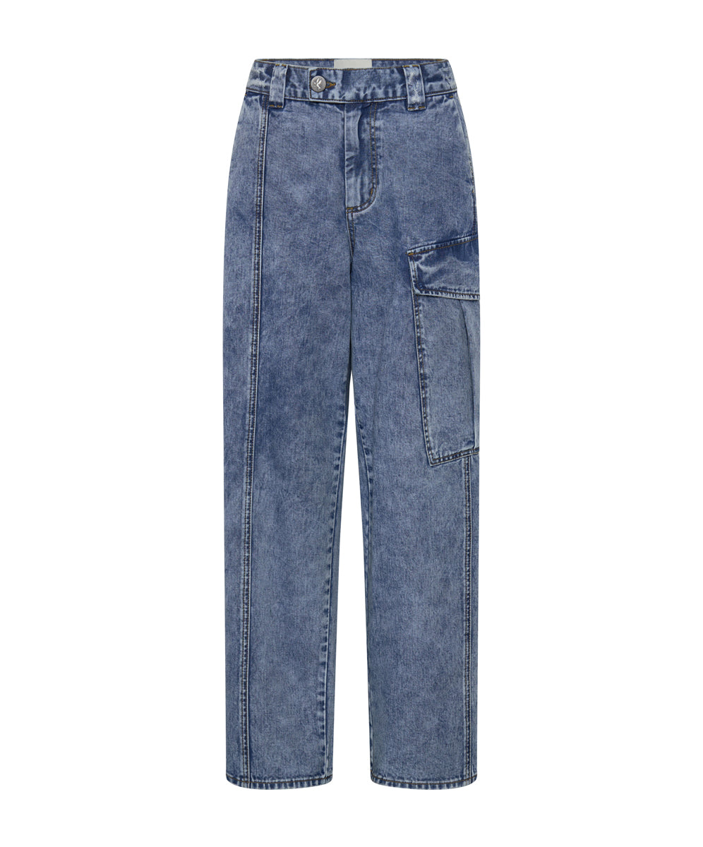 Products BERLIN BLUE NEW FICTION WIDE LEG CARGO JEANS