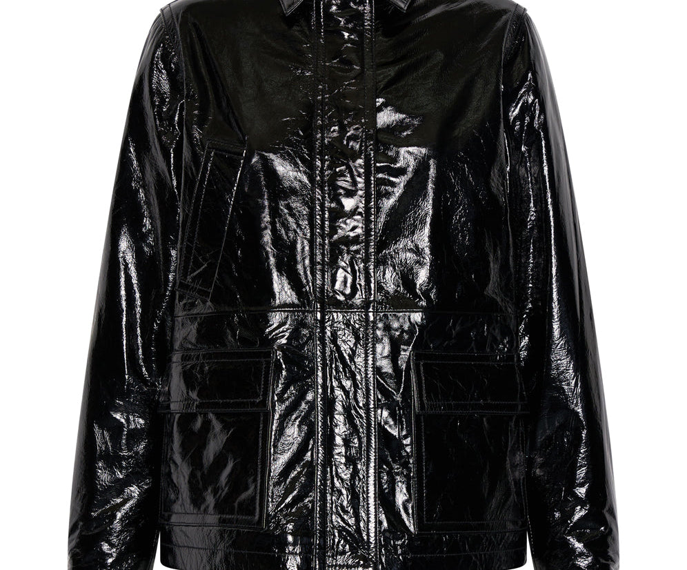 BLACK OUT PATENT LEATHER JACKET