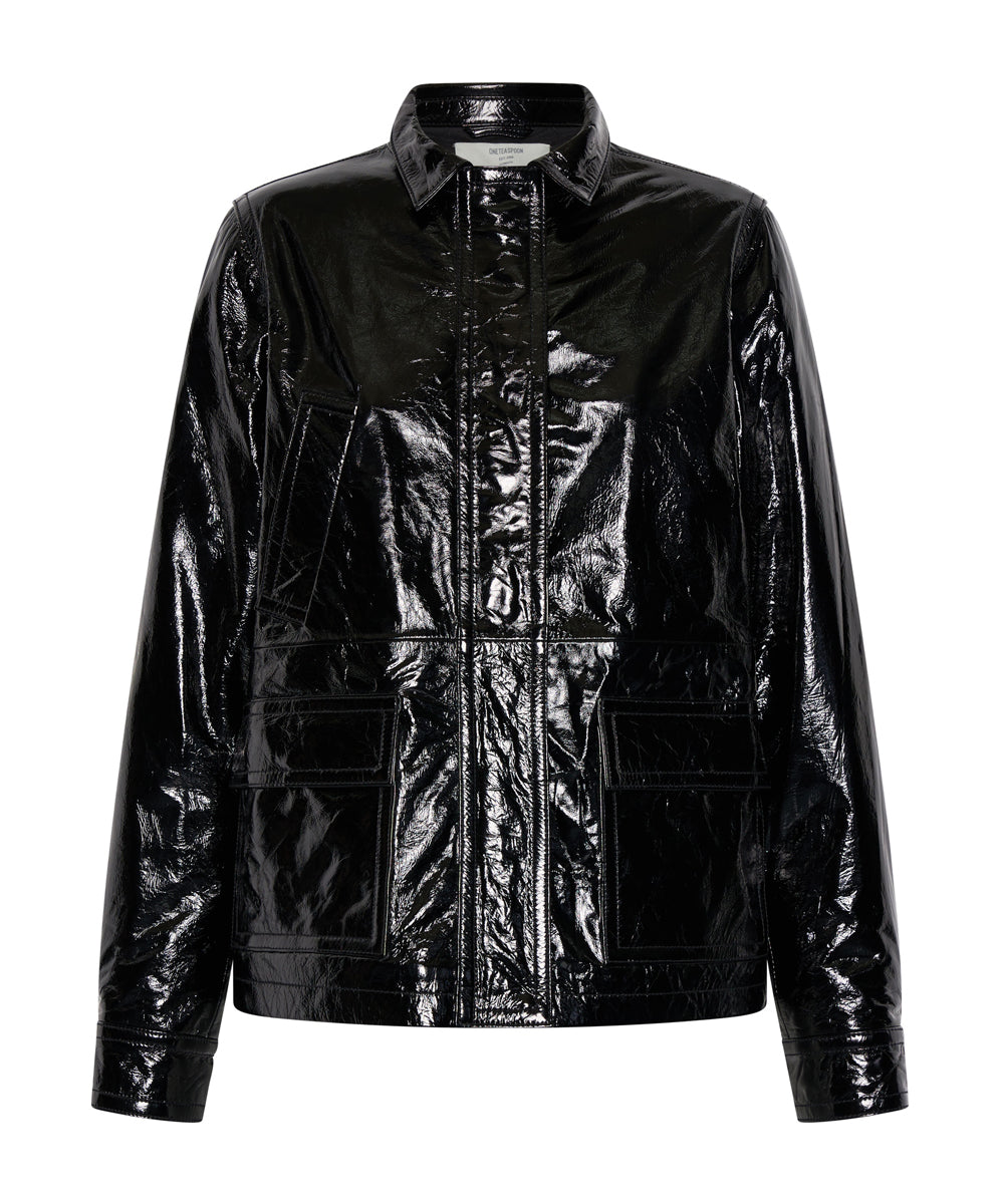 Products BLACK OUT PATENT LEATHER JACKET