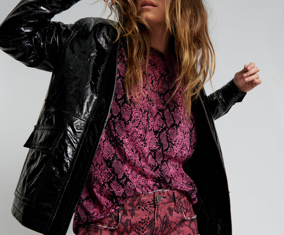 BLACK OUT PATENT LEATHER JACKET