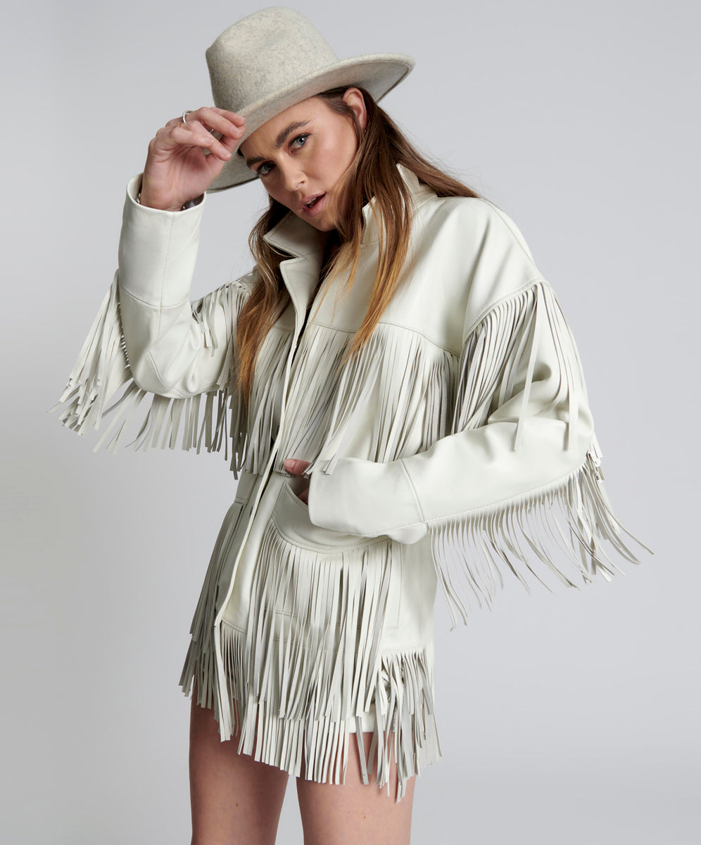 Products CHAOS WALKING FRINGED LEATHER JACKET