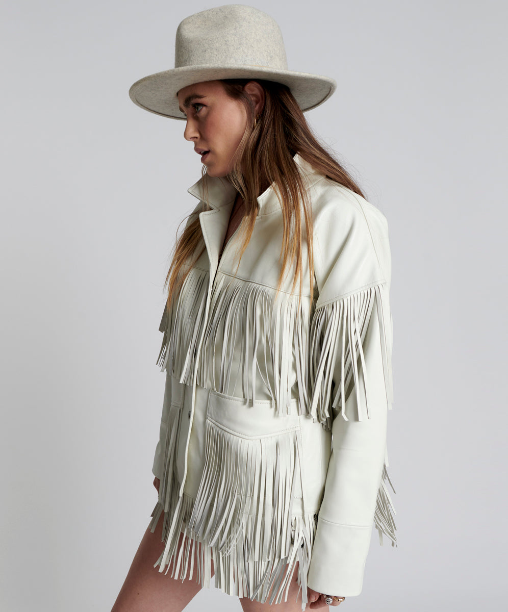 Products CHAOS WALKING FRINGED LEATHER JACKET