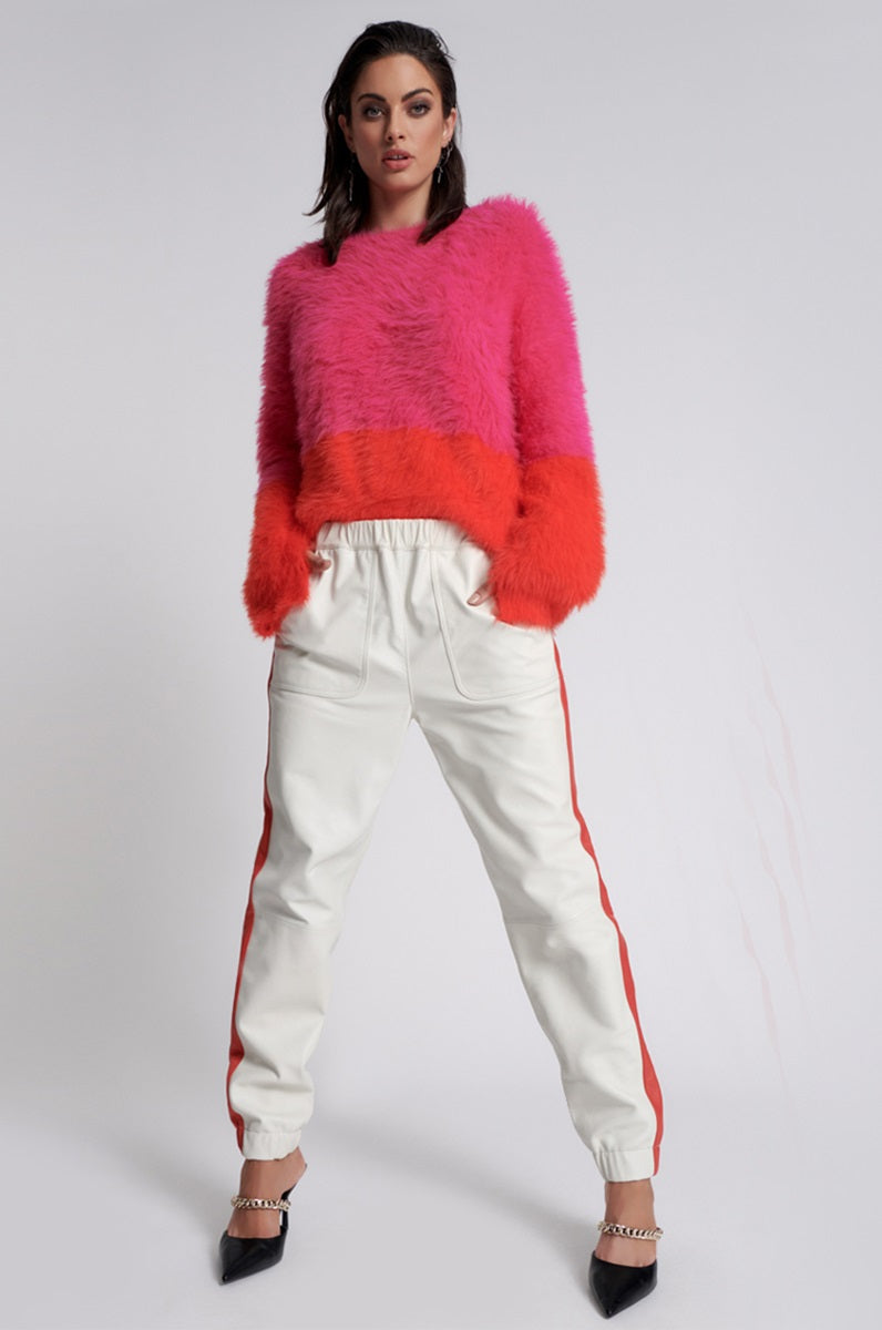 Red Line Leather Track Pants | One Teaspoon