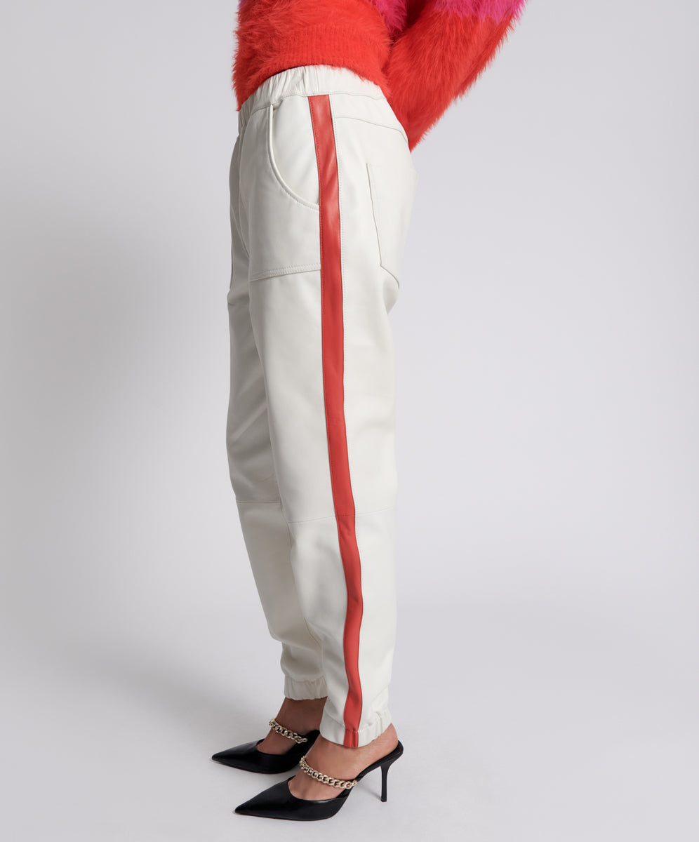 Last Stock RED LINE LEATHER TRACK PANTS