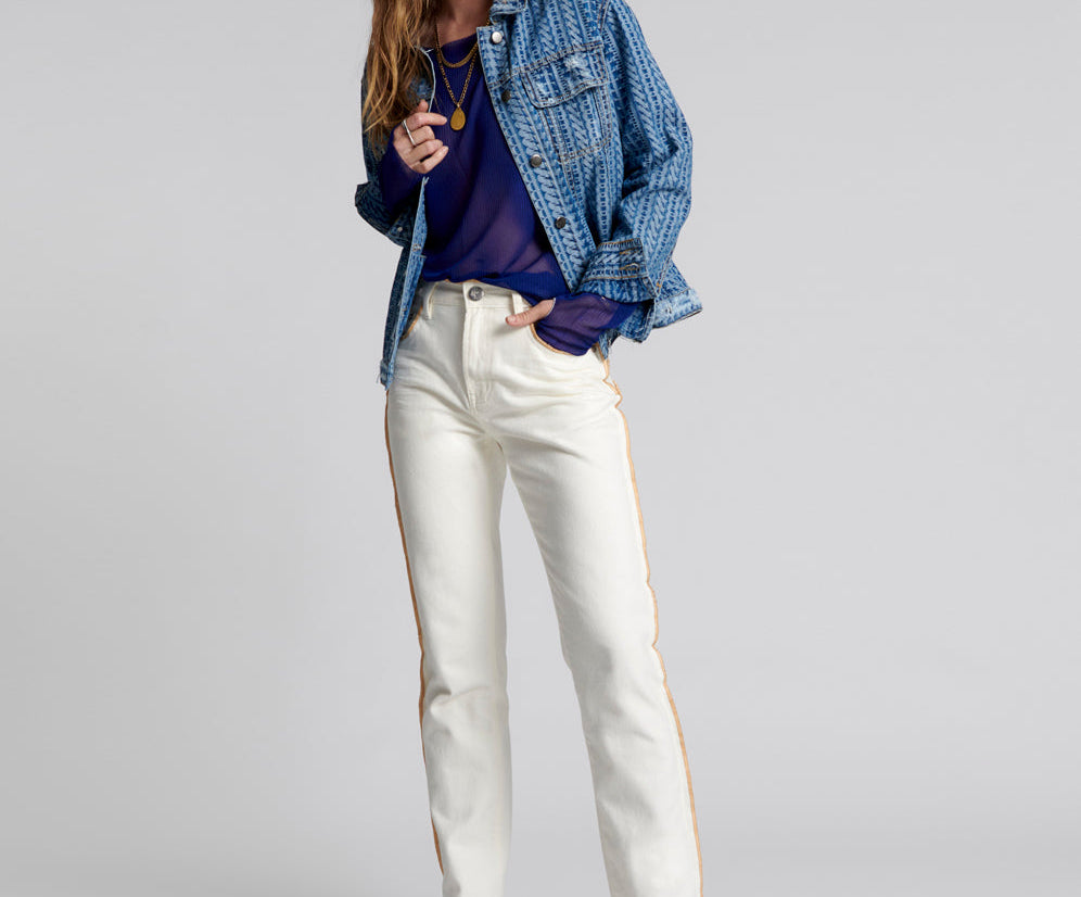 Awesome Baggies High Waist Straight Leg Denim Jeans - Pearl