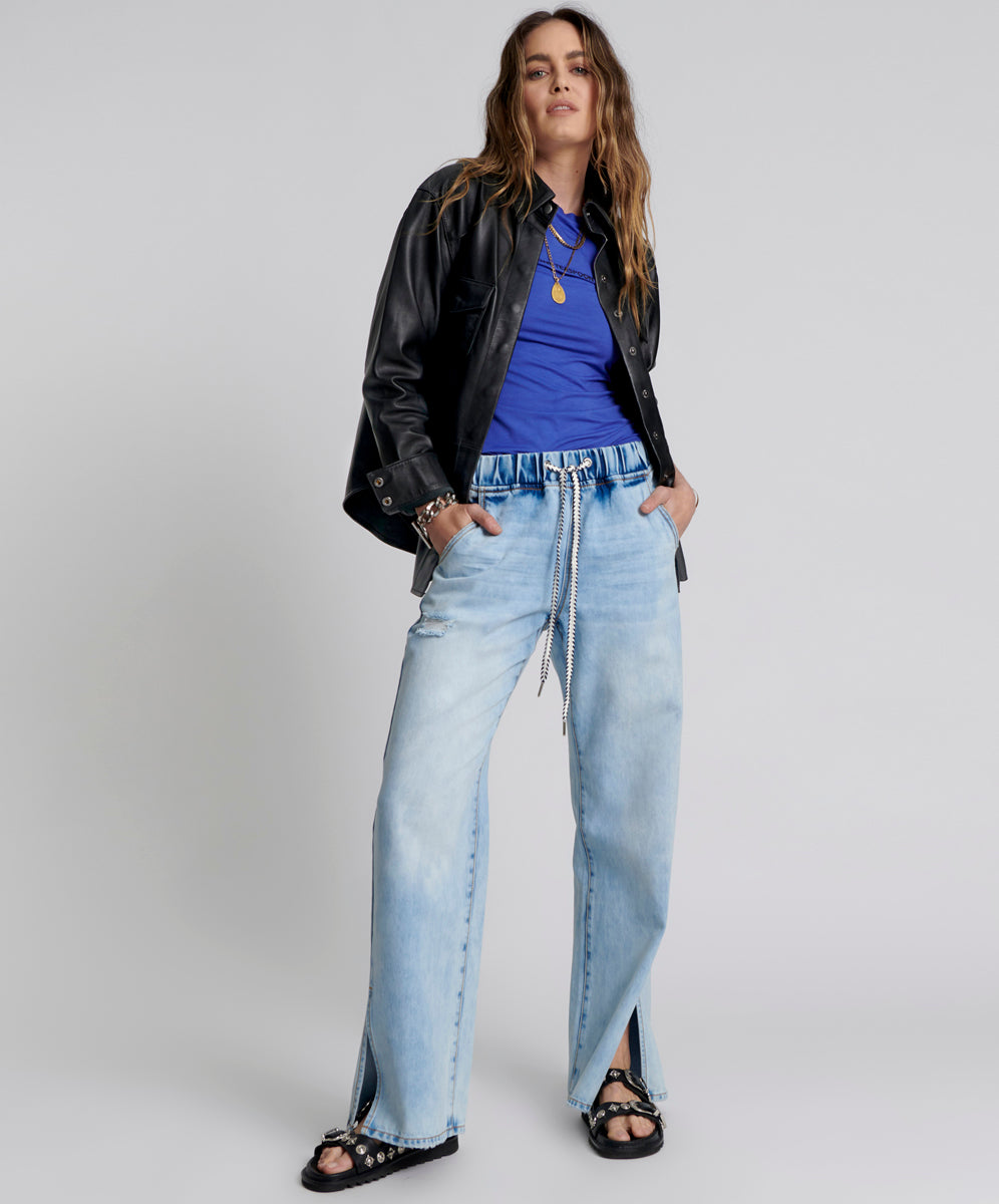 Products BLUE TORNADO ROADHOUSE WIDE LEG DRAWSTRING JEANS