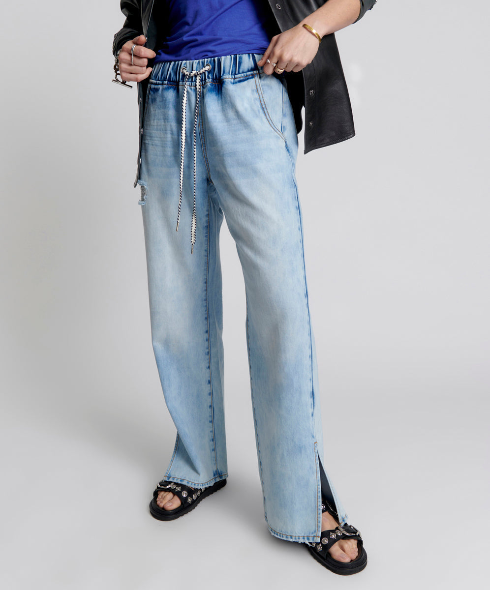 Products BLUE TORNADO ROADHOUSE WIDE LEG DRAWSTRING JEANS