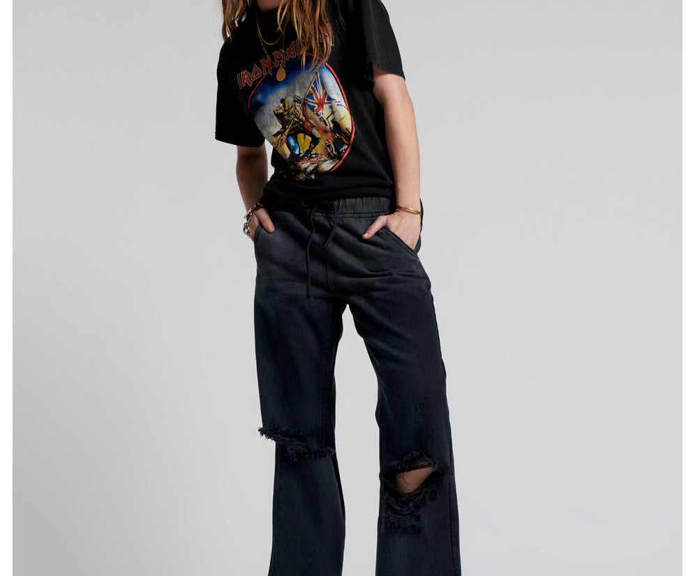 FOX BLACK ROADHOUSE WIDE LEG DRAWSTRING JEANS