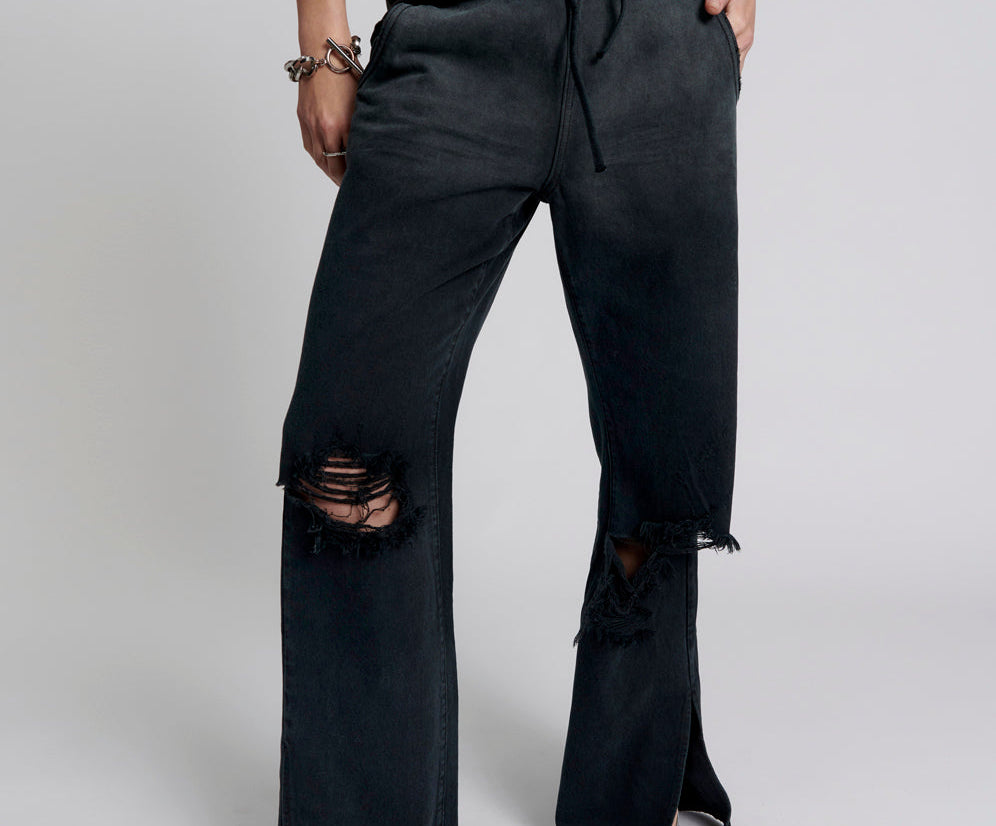 FOX BLACK ROADHOUSE WIDE LEG DRAWSTRING JEANS