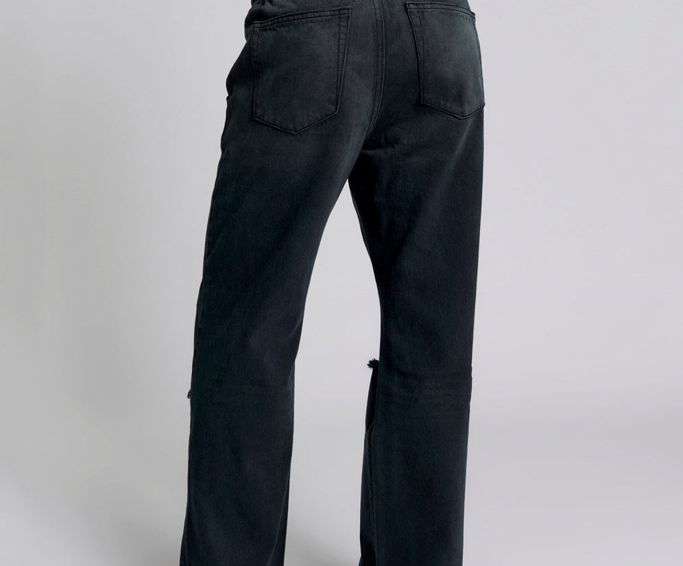 FOX BLACK ROADHOUSE WIDE LEG DRAWSTRING JEANS