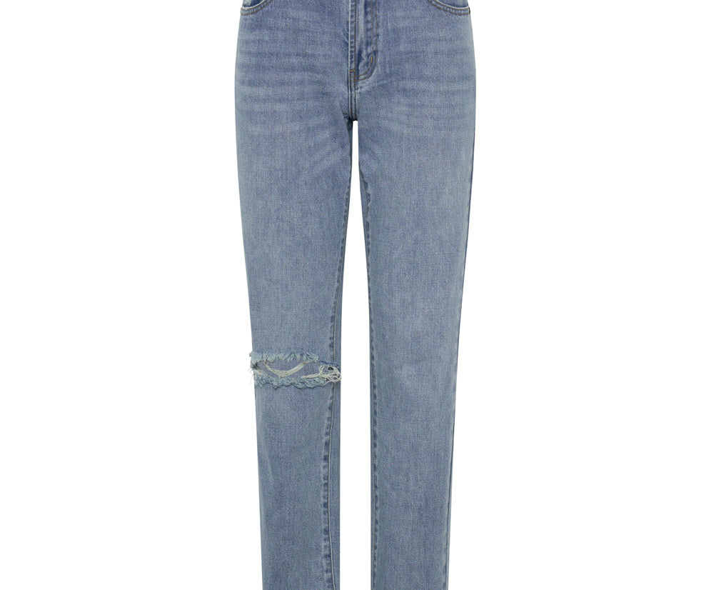 Truckers Mid Waist Straight Leg Denim Jeans - Hendrixe