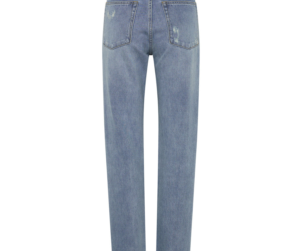 Truckers Mid Waist Straight Leg Denim Jeans - Hendrixe