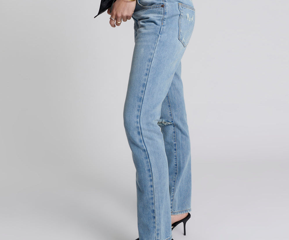 Truckers Mid Waist Straight Leg Denim Jeans - Hendrixe