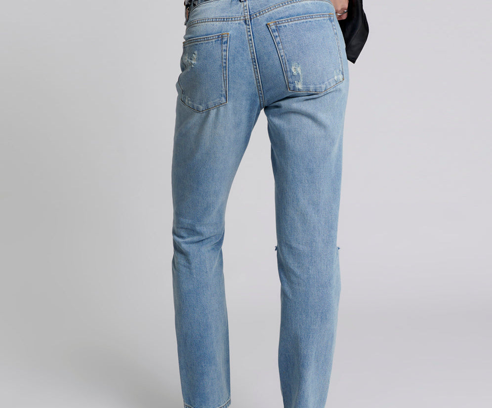 Truckers Mid Waist Straight Leg Denim Jeans - Hendrixe