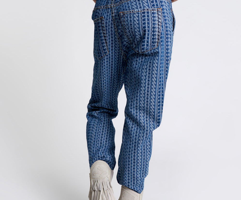 Shabbies Low Waist Drawstring Boyfriend Denim Jeans - Dark Blue