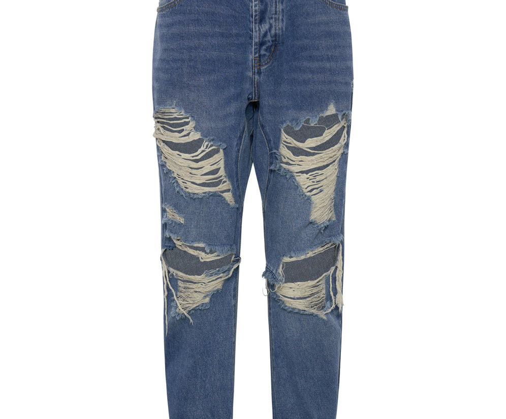 Saints Low Waist Boyfriend Denim Jeans - Pacifica
