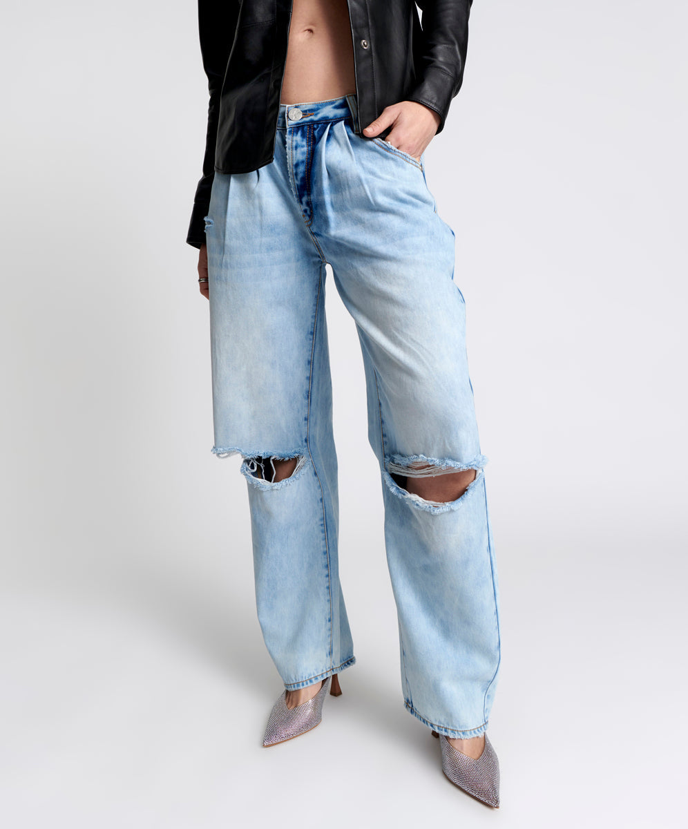 Last Stock Smiths Low Waist Wide Leg Denim Jeans - Blue Tornado