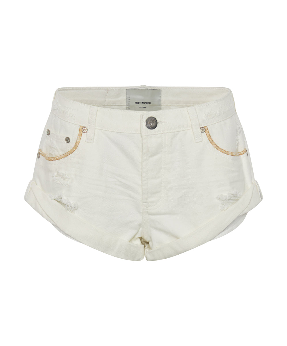 Products Bandits Low Waist Denim Shorts - Pearl White