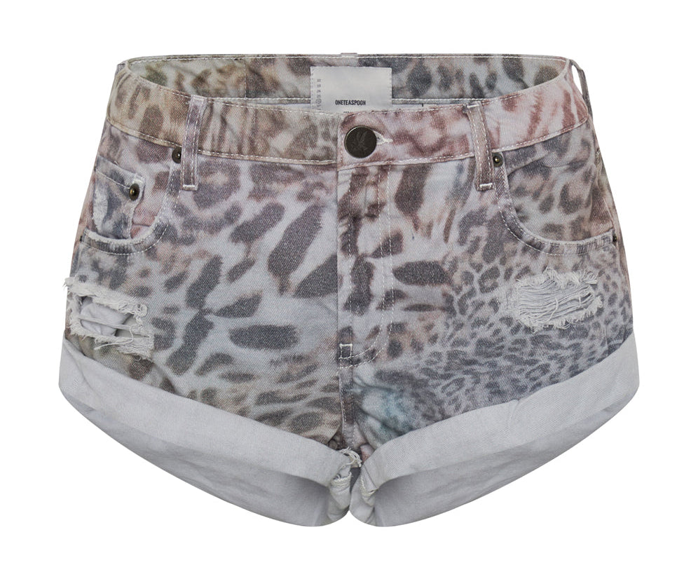 Bandits Low Waist Denim Shorts - Animal Print